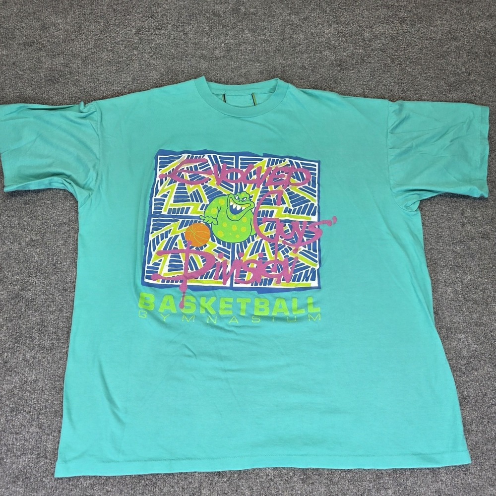 Vintage‎ 90s Single Stitch T-Shirt Basketball Slimer Colorful Men's Large